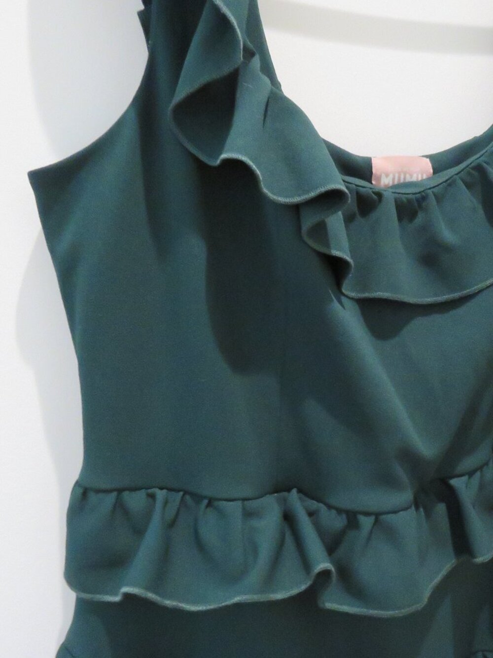SHOW ME YOUR MUMU Greta Ruffle Midi Dress Emerald Green Sz 1X Wedding Cocktail - Picture 6 of 13
